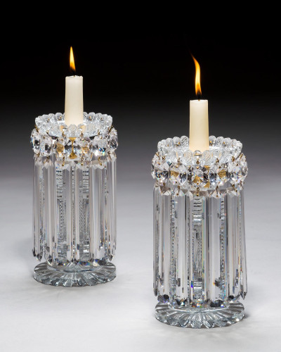 A PAIR OF CUT GLASS LUSTRES BY JOHN BLADES