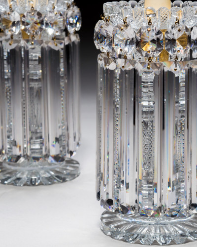 A PAIR OF CUT GLASS LUSTRES BY JOHN BLADES