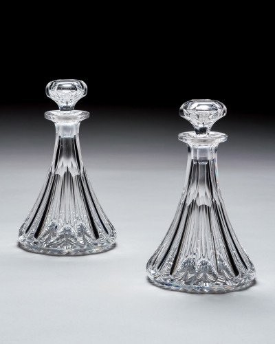 A PAIR OF VICTORIAN SEMI-SHIPS SPIRIT DECANTERS