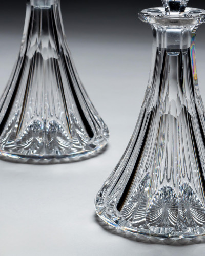 A PAIR OF VICTORIAN SEMI-SHIPS SPIRIT DECANTERS