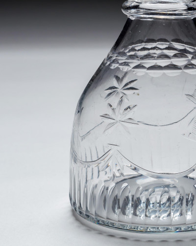 AN IRISH CUT GLASS DECANTER