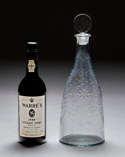 A DELICATELY DECORATED CONTINENTAL MAGNUM DECANTER