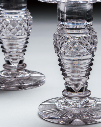 A PAIR OF IRISH CUT GLASS VASES