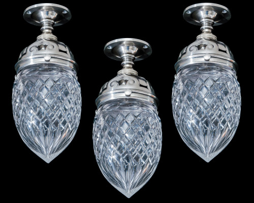A SET OF THREE ACORN CELLING LIGHTS