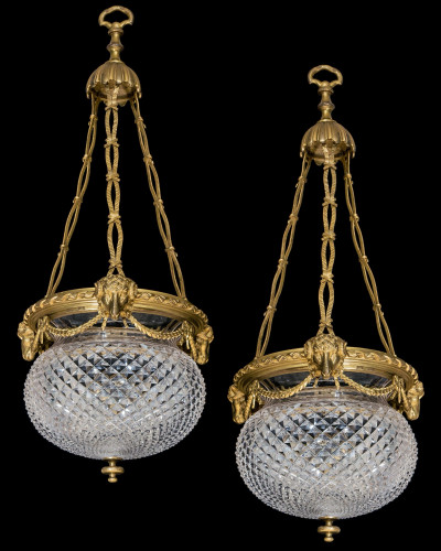 A PAIR OF  EARLY 20TH CENTURY GILT BRONZE BOWL LIGHTS BY FARADAY & SON