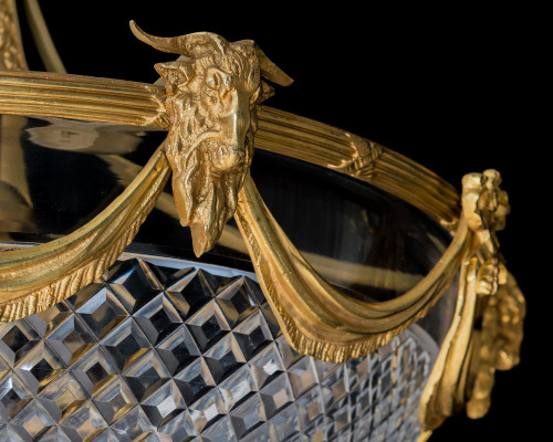 A DIAMOND CUT ORMOLU MOUNTED VICTORIAN DISH LIGHT