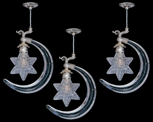 A SET OF THREE STAR & CRESCENT LIGHTS BY F&C OSLER