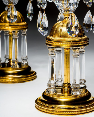 AN EXCEPTIONAL PAIR OF 18TH CENTURY TEMPLE CANDLESTICKS
