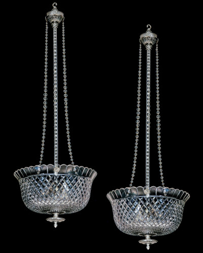 A PAIR SILVERED F&C OSLER BOWL FITTINGS