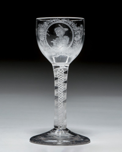 AN INTERESTING OPAQUE TWIST ENGRAVED WITH PORTRAIT OF SARAH SIDDONS