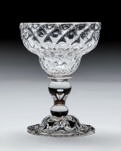 A FINE HONEYCOMB SWEETMEAT WITH INVERTED BALUSTER STEM