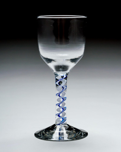 A RARE BLUE & WHITE COLOUR TWIST GOBLET