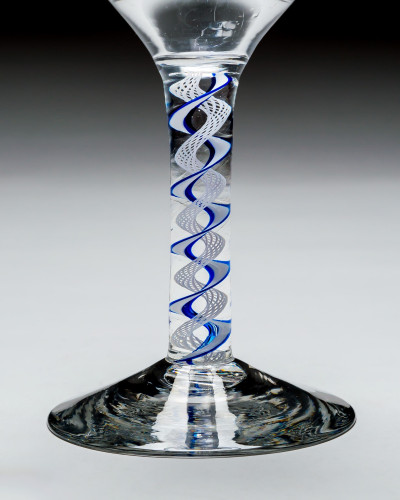 A RARE BLUE & WHITE COLOUR TWIST GOBLET