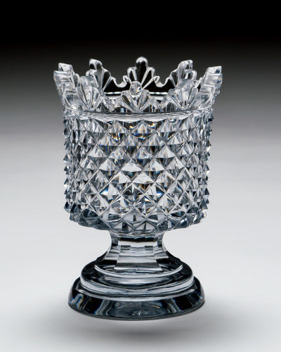 A REGENCY CUT GLASS PEDESTAL VASE