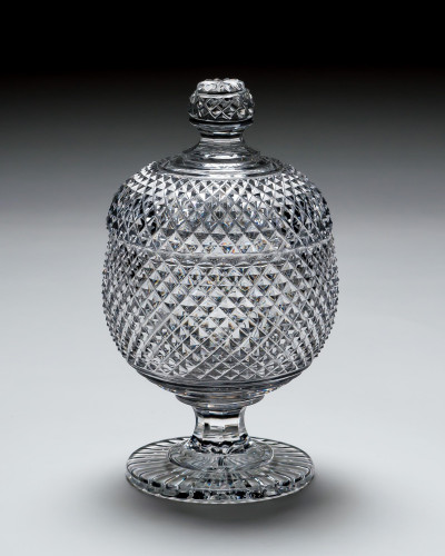 A FINELY CUT REGENCY PEDESTAL BONBON JAR