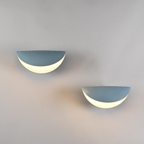 Pair of perforated metal sconces, France circa 1950