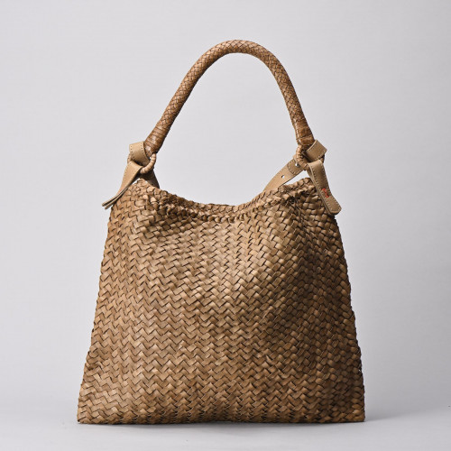 Woven leather tote bag by Massimo Palomba, Italy