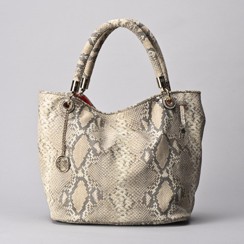 Python-effect leather tote bag by Lancel, French Flair model, circa 2010