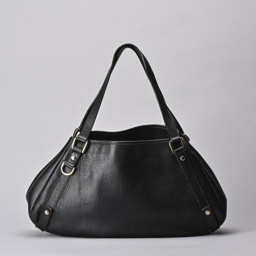 Abbey handbag in black grained leather by Gucci, circa 2005