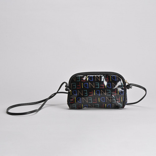 Patent leather clutch with multicolour logo by Fendi, 1980s
