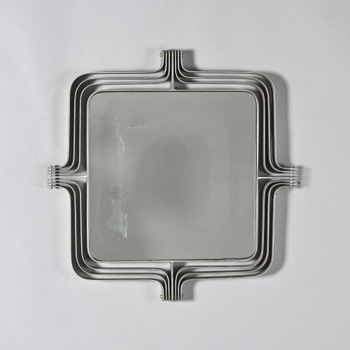 Curved steel wall mirror, Italy, circa 1970