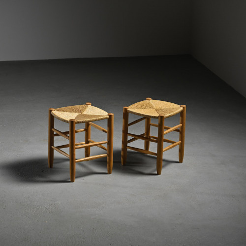 Pair of Bauche Stools by Charlotte Perriand, Steph Simon, circa 1950