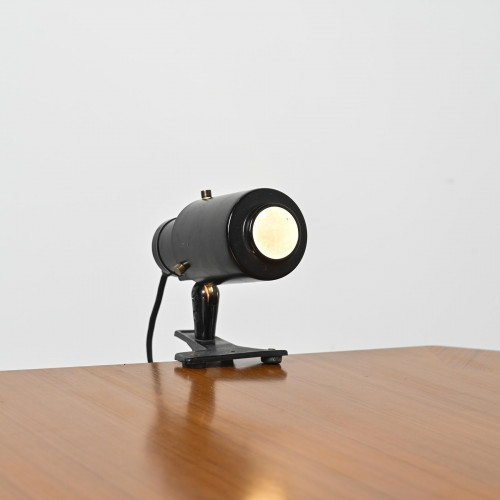 Lampe pince Jacques Biny en métal laqué noir, Lita circa 1950
