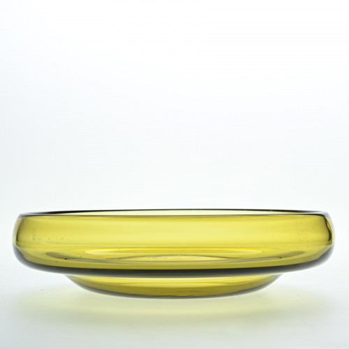 Yellow blown glass bowl by Claude Morin, Dieulefit circa 1975