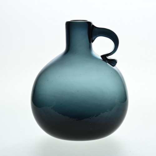 Deep blue blown glass jug by Claude Morin, Dieulefit circa 1970