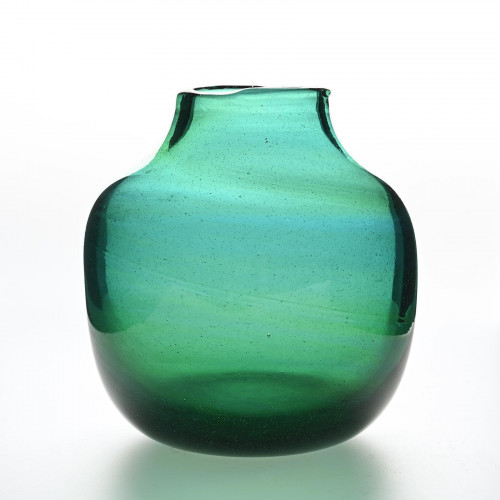 Vase en verre soufflé vert émeraude par Claude Morin, Dieulefit circa 1975
