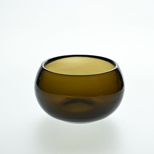Petit récipient en verre soufflé ambré par Claude Morin, Dieulefit circa 1970