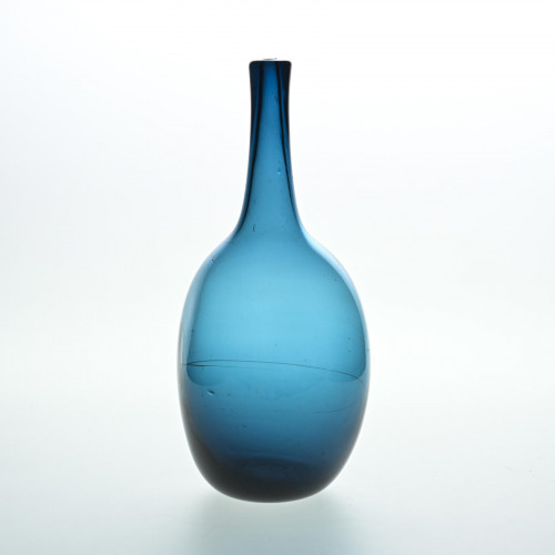 Blue blown glass vase by Nicolas Morin, Dieulefit 1981
