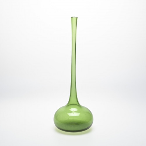 Narrow-neck green glass vase by Claude Morin, circa 1970