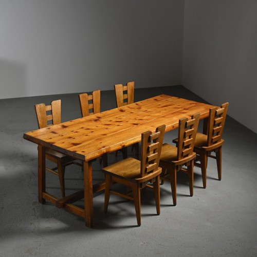 Table en pin massif par Christian Durupt, années 1970