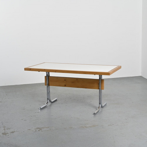 Table métal et pin, La Plagne circa 1960