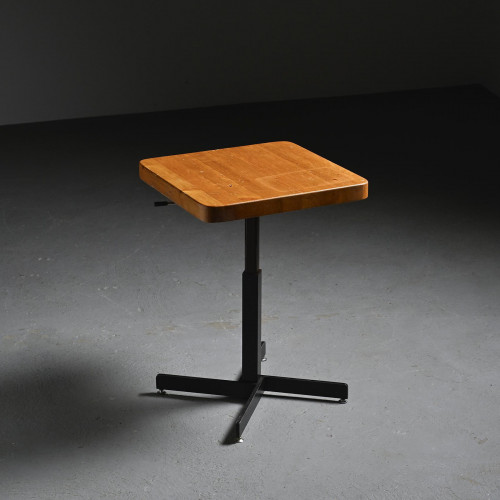 Square adjustable-height table, Charlotte Perriand, Les Arcs circa 1973