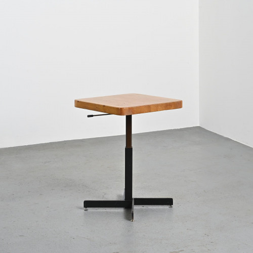 Square adjustable-height table, Charlotte Perriand, Les Arcs circa 1973