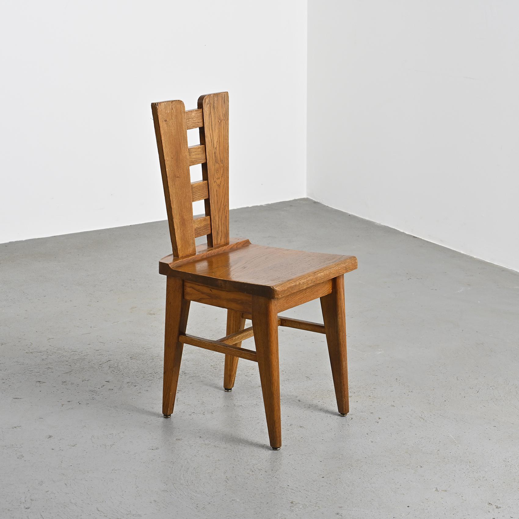 Oak chairs by Henry Jacques Le Même, France ca. 1940, Set of 6