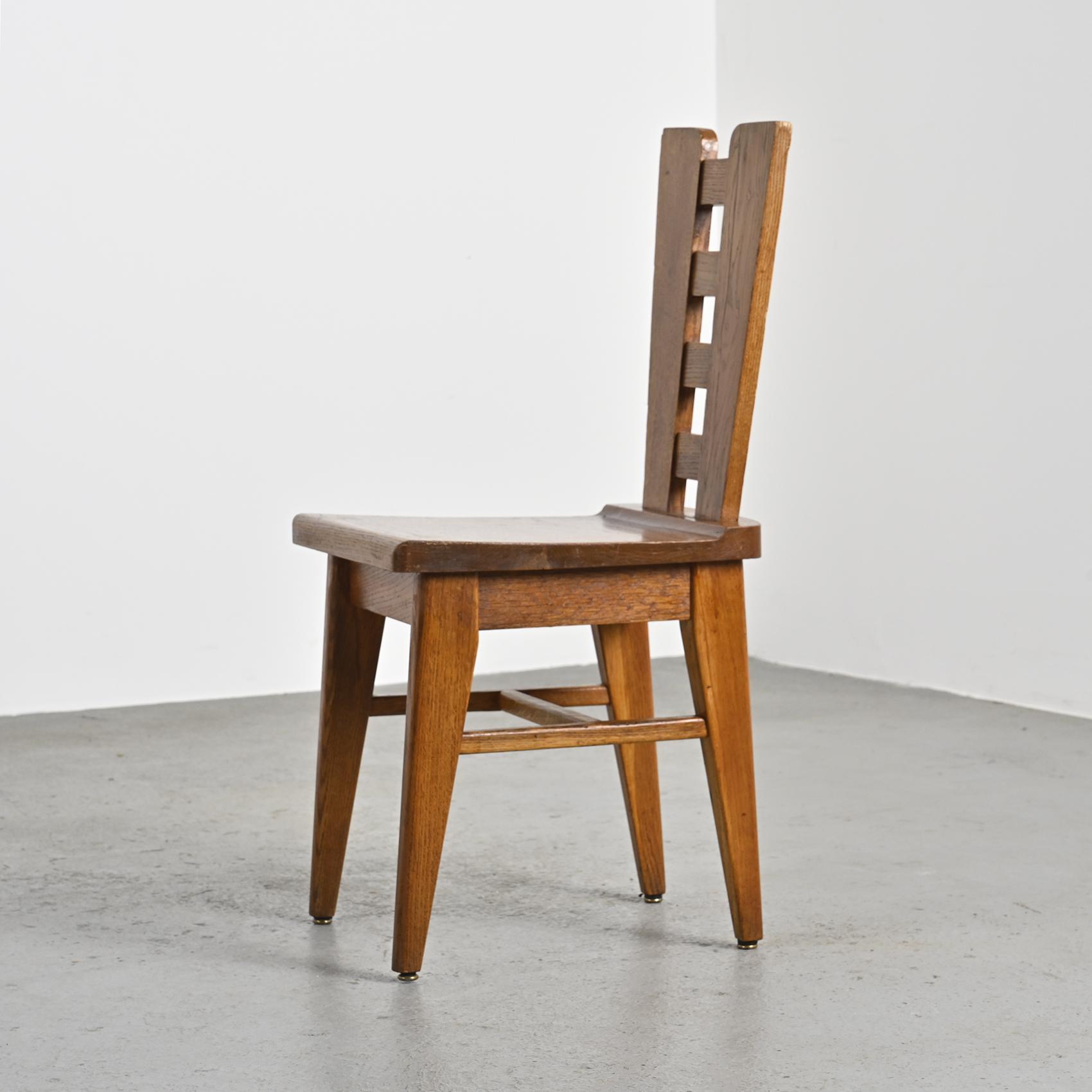 Oak chairs by Henry Jacques Le Même, France ca. 1940, Set of 6