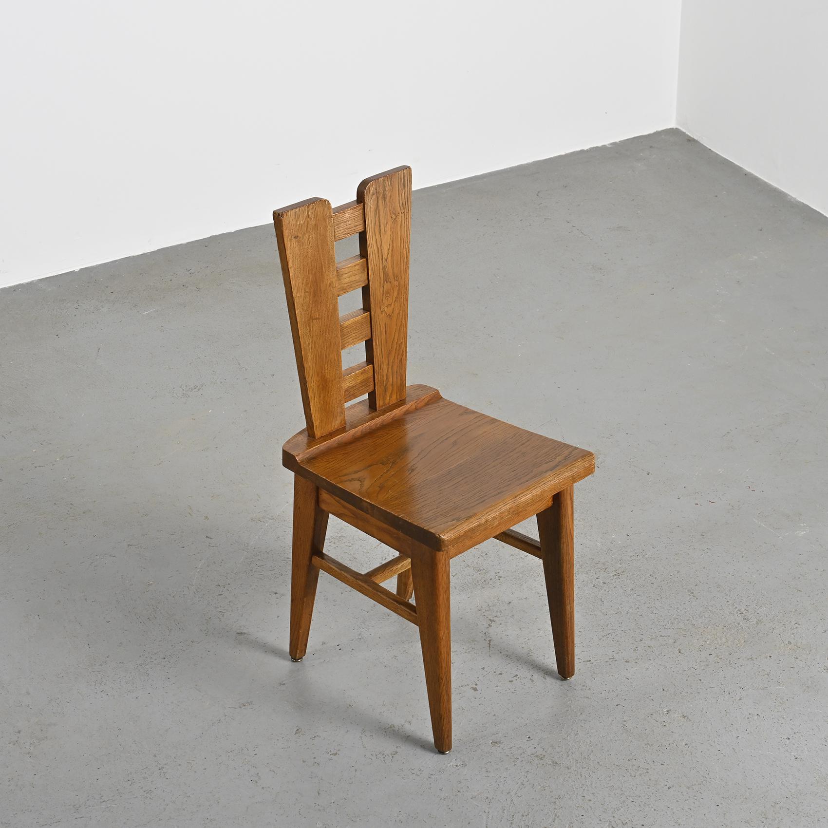 Oak chairs by Henry Jacques Le Même, France ca. 1940, Set of 6