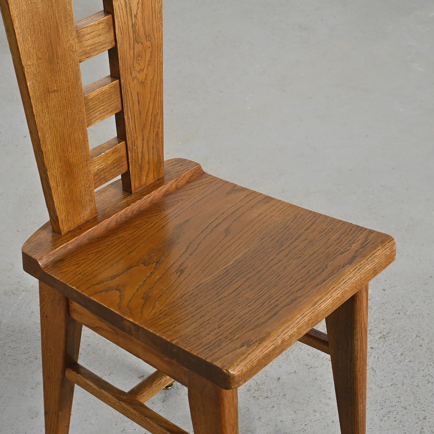 Oak chairs by Henry Jacques Le Même, France ca. 1940, Set of 6