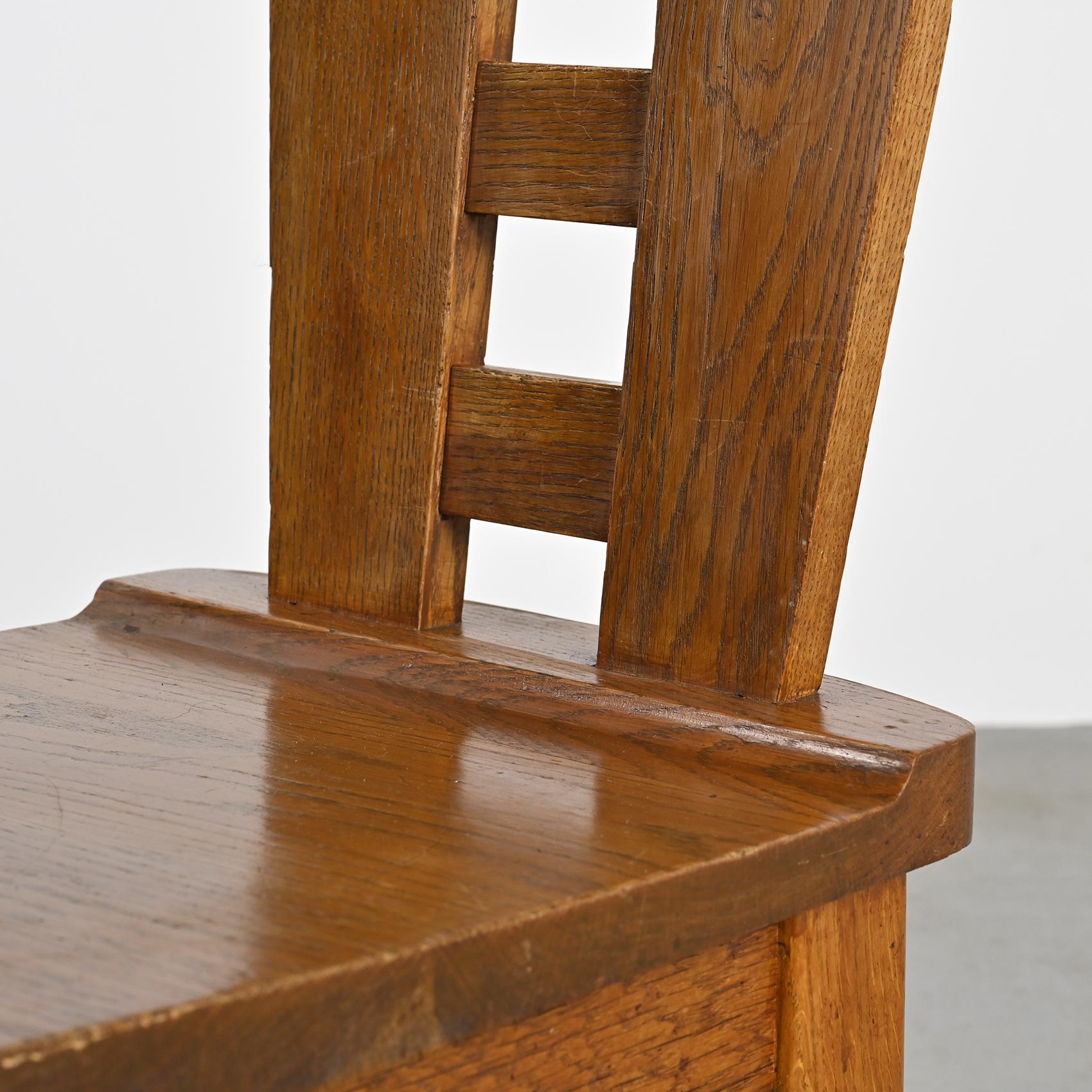 Oak chairs by Henry Jacques Le Même, France ca. 1940, Set of 6