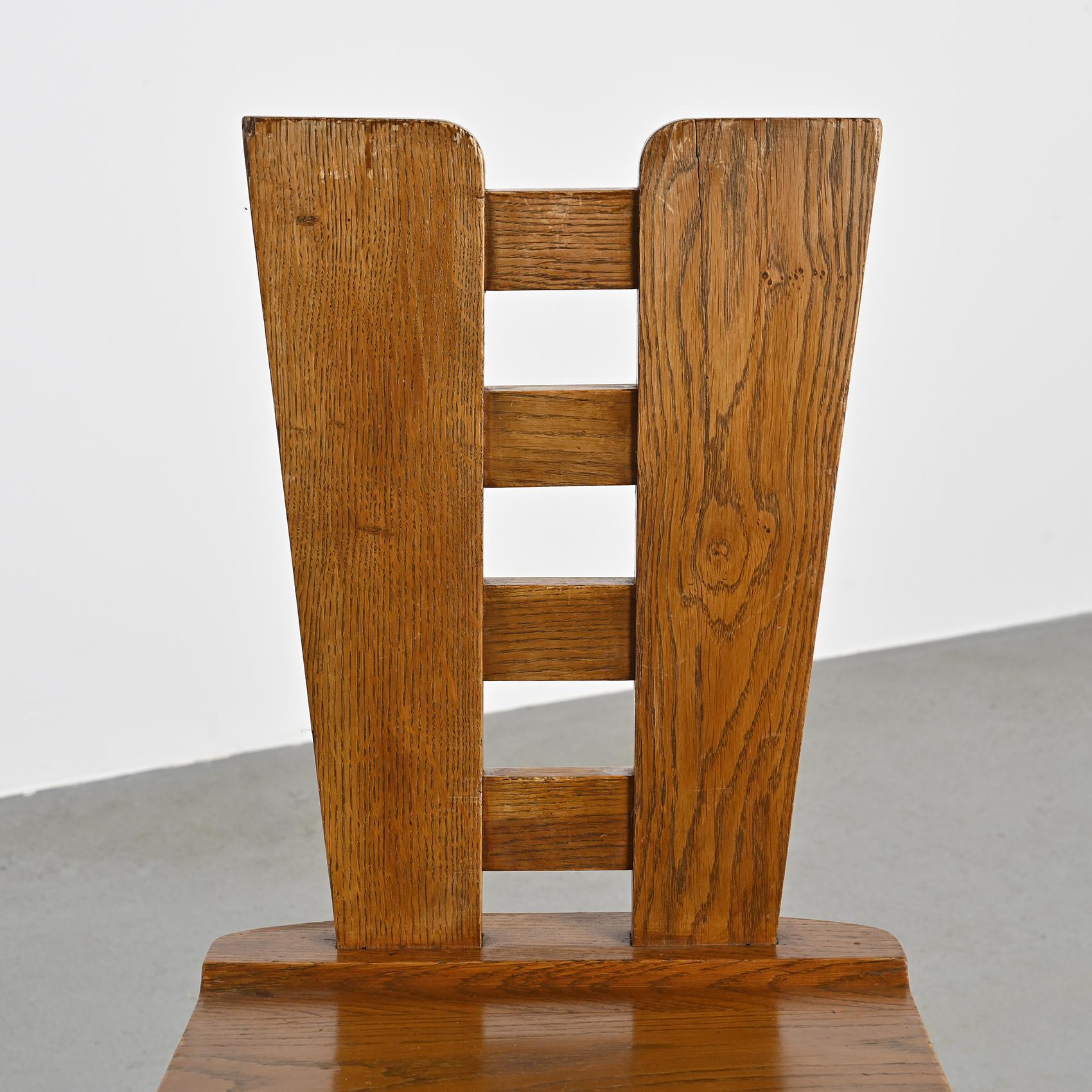 Oak chairs by Henry Jacques Le Même, France ca. 1940, Set of 6