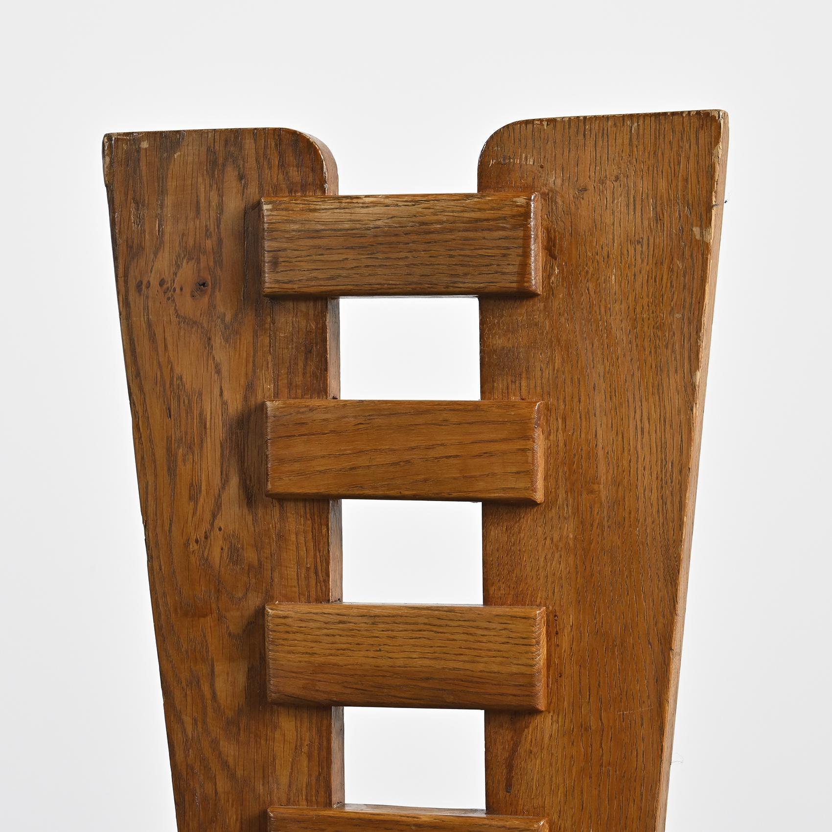 Oak chairs by Henry Jacques Le Même, France ca. 1940, Set of 6