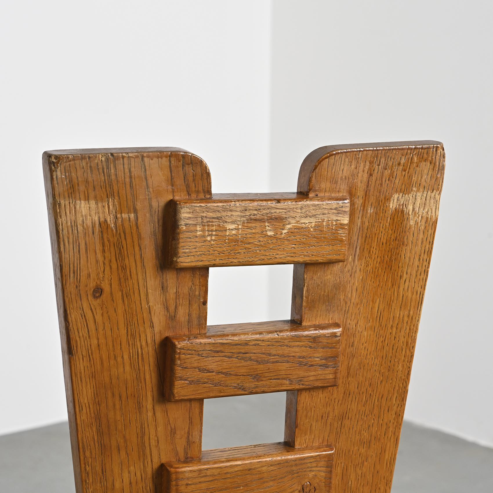 Oak chairs by Henry Jacques Le Même, France ca. 1940, Set of 6
