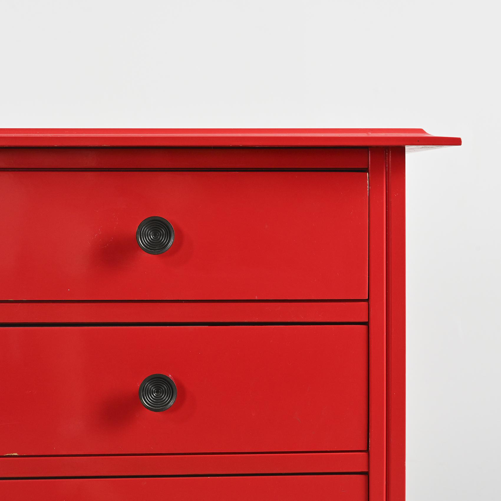 Commode laquée rouge Carlo De Carli, pour Sormani, circa 1963
