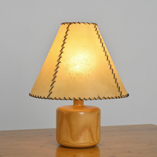 Solid Elm Table Lamp, France circa 1970