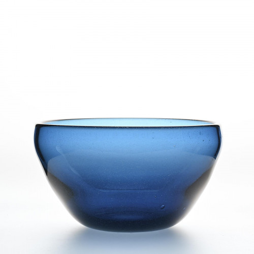 Blue blown glass bowl by Claude Morin, Dieulefit circa 1970