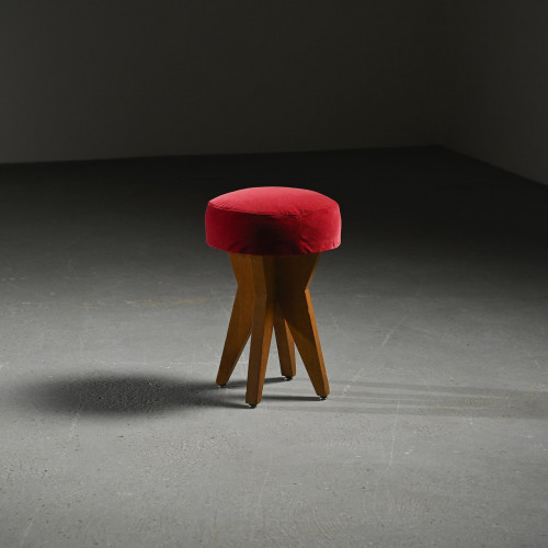 Wooden stool by Henry Jacques Le Même, France, circa 1949