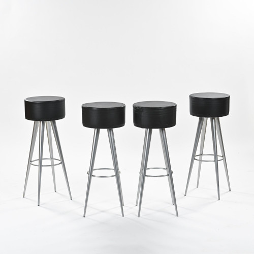 Golia metal and leather stools, Maurizio Peregalli, 1993